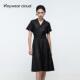 Keywearcloud奇威夏季 裙子连衣裙 洋装 气质翻领系带收腰短袖 修身