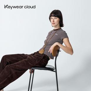 T恤女 显瘦上衣潮感活力条纹百搭短袖 Keywearcloud奇威夏季 修身