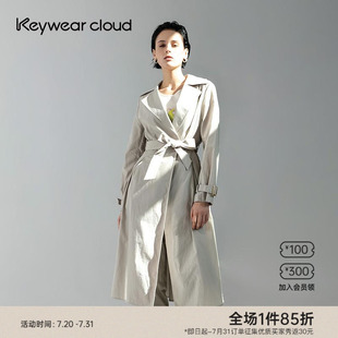 系帶收腰女裝 外套 氣質利落氣場風衣中長款 Keywearcloud奇威秋季