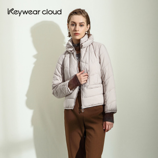 Keywearcloud奇威立领净色铺棉短款 棉服外套 长袖