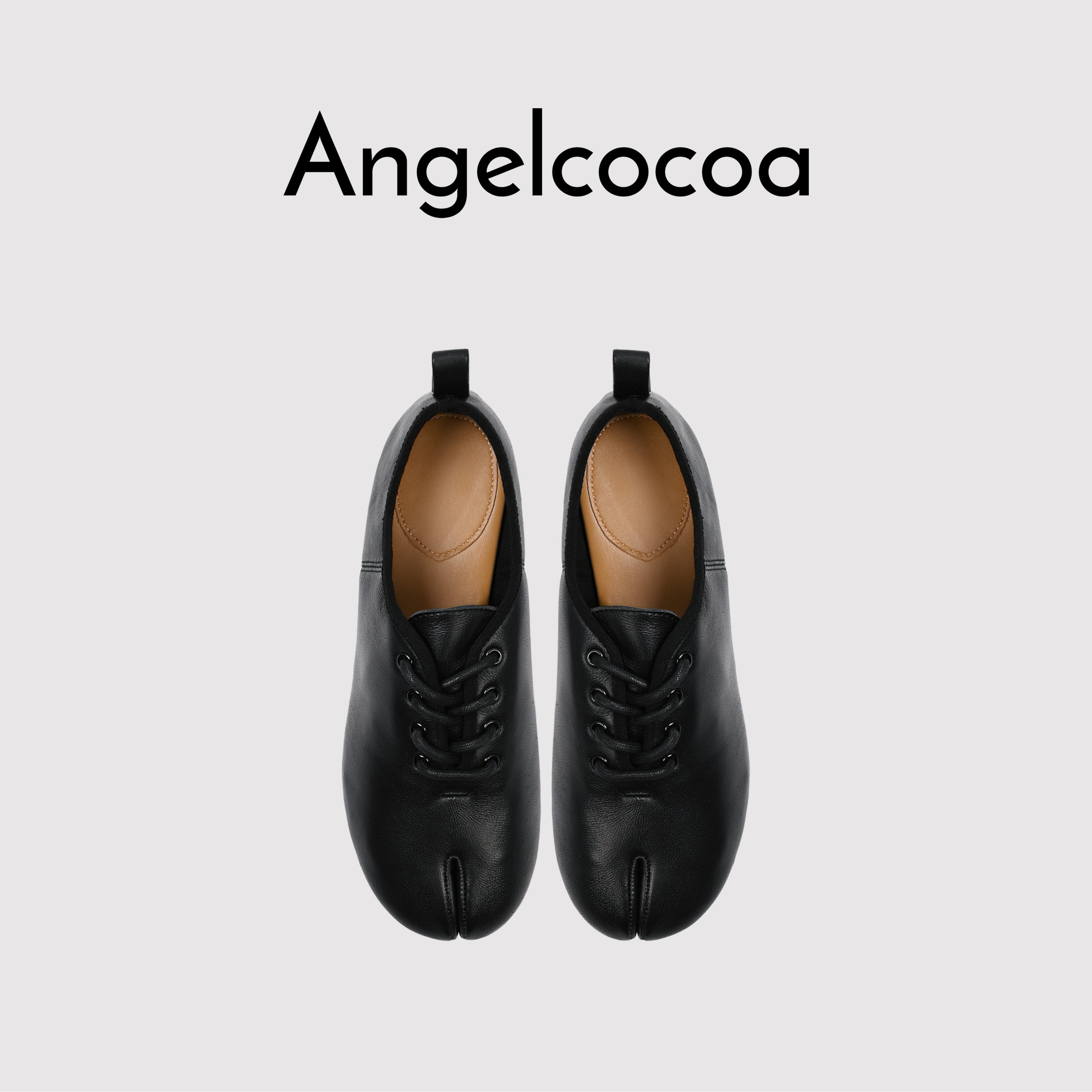 日本Angelcocoa分趾鞋女复古真皮猪蹄平底圆头系带深口单鞋女鞋,女鞋,深口单鞋,淘宝优惠券,粉丝福利购,淘宝优惠卷