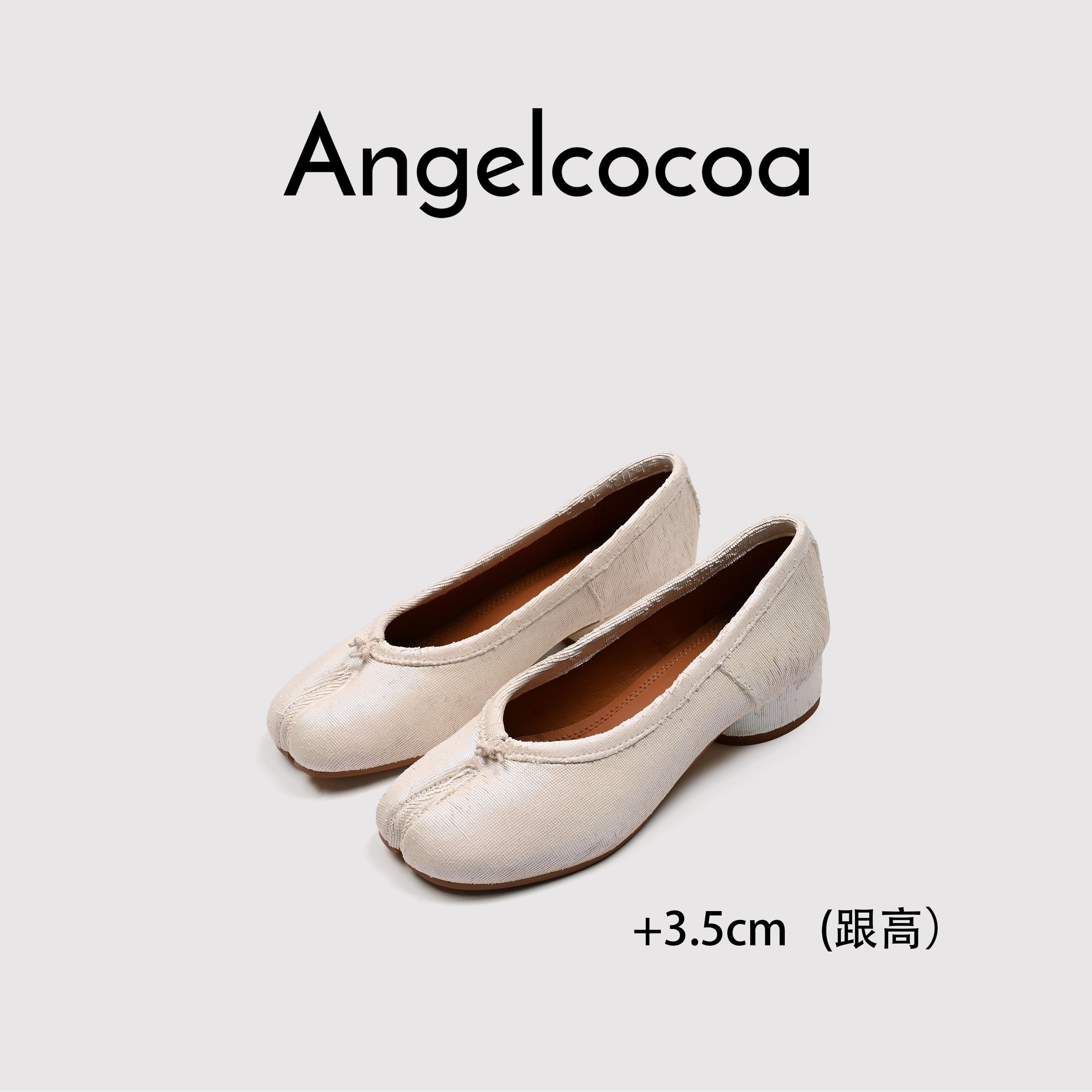 日本Angelcocoa平跟分趾鞋白色图片