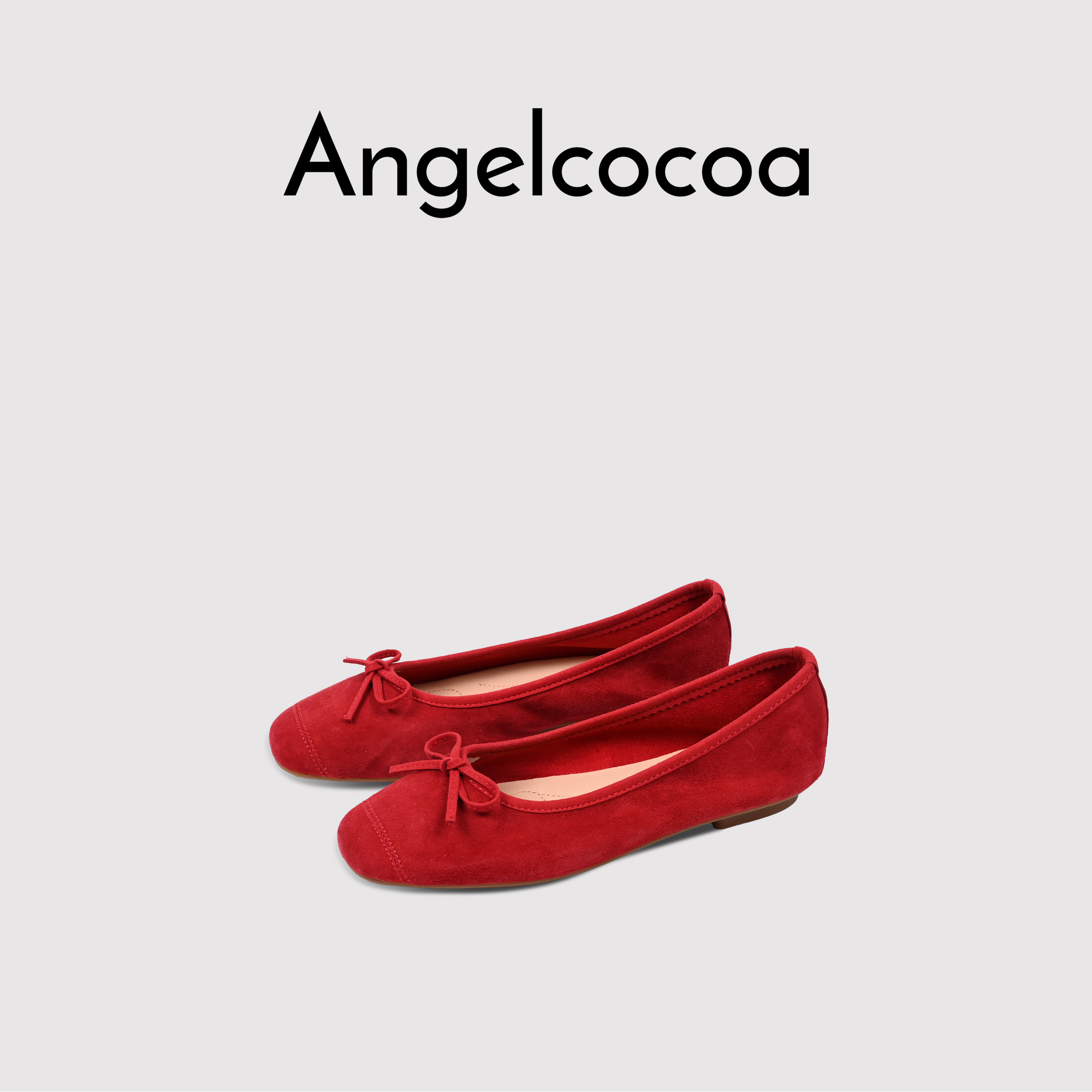 日本Angelcocoa羊反绒红色单鞋