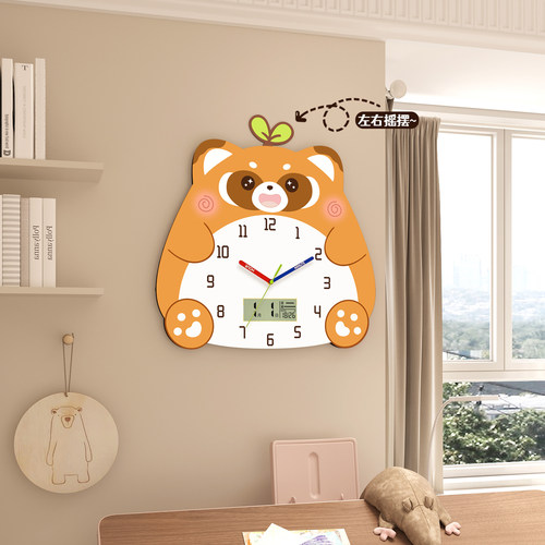 小熊摇摆挂钟静音挂表装饰画钟表