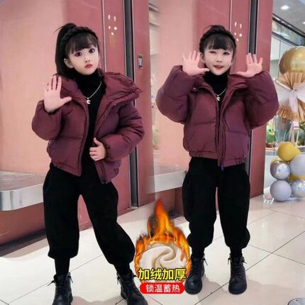 女童冬装2024新款洋气棉袄女大B童羽绒棉服加厚外套儿童冬季爆款