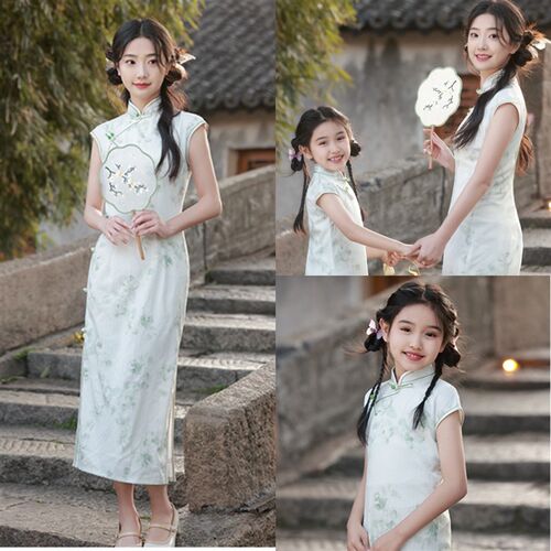 改良版旗袍亲子装新款潮春夏母女装连衣裙改良民族中国风裙子旗袍