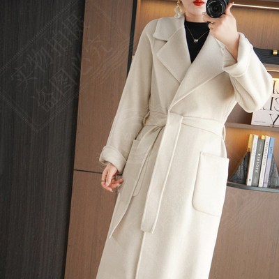 双面呢羊绒大衣女中长款韩系秋冬装纯羊毛宽松大码毛呢外套高级感