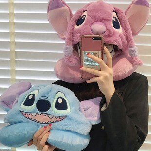卡通动漫连帽U型枕家用办公室睡觉D护颈枕飞机旅行靠枕护脖子毛绒