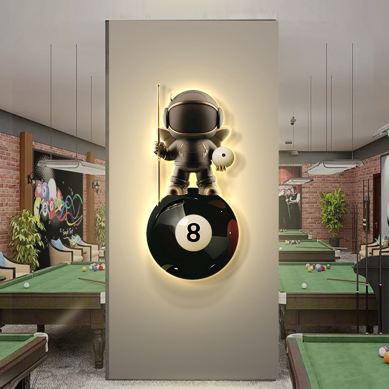 台球室墙面装饰画轻奢高级感工装leBd壁灯画桌球室发光画2025新款
