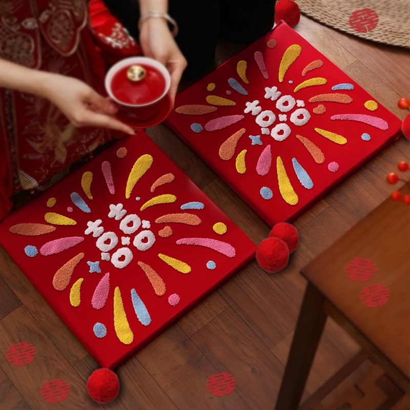 糊涂娘娘结婚敬茶跪垫一对加厚红色喜跪垫婚礼布置新娘改口坐福垫