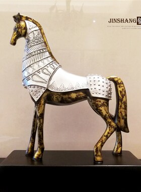 欧式复古马摆件工艺品美式家居饰品创意战马书房摆设生日礼物礼品