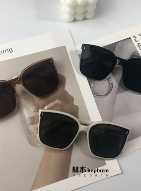 太阳眼镜2021新款潮女茶色白色框大脸显瘦圆脸复古太阳眼镜