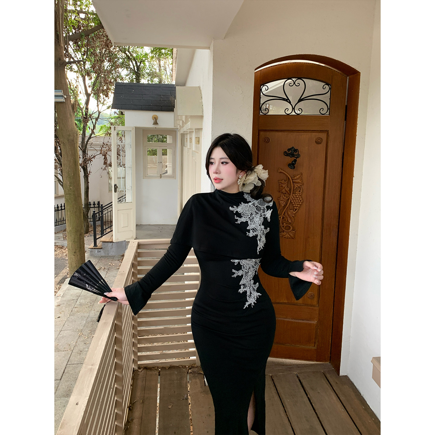 B-babes【观庭落】新中式改良刺绣连衣裙斗篷外搭披肩真两件套装,女装/女士精品,时尚套装,淘宝优惠券,粉丝福利购,淘宝优惠卷