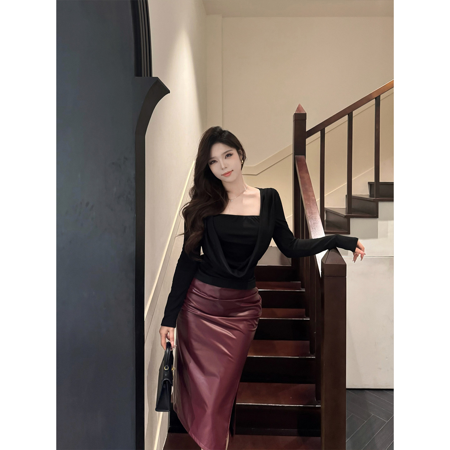 B-babes【酒杯裙】韩系纯欲性感OL高腰显瘦中长款pu皮包臀半身裙,女装/女士精品,大码半身裙,淘宝优惠券,粉丝福利购,淘宝优惠卷