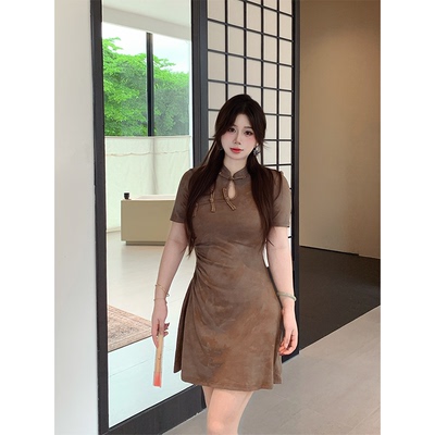 微胖显瘦‘’国风旗袍‘’短裙