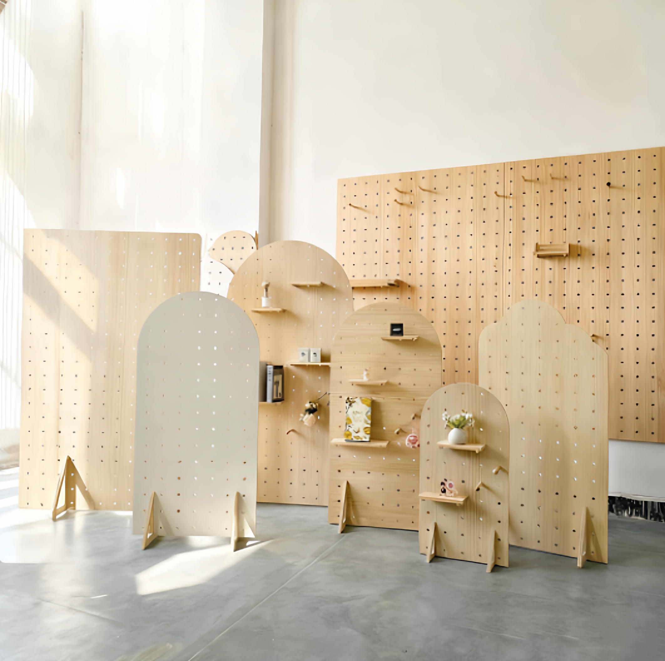 可移动洞洞板置物架实木定制实木