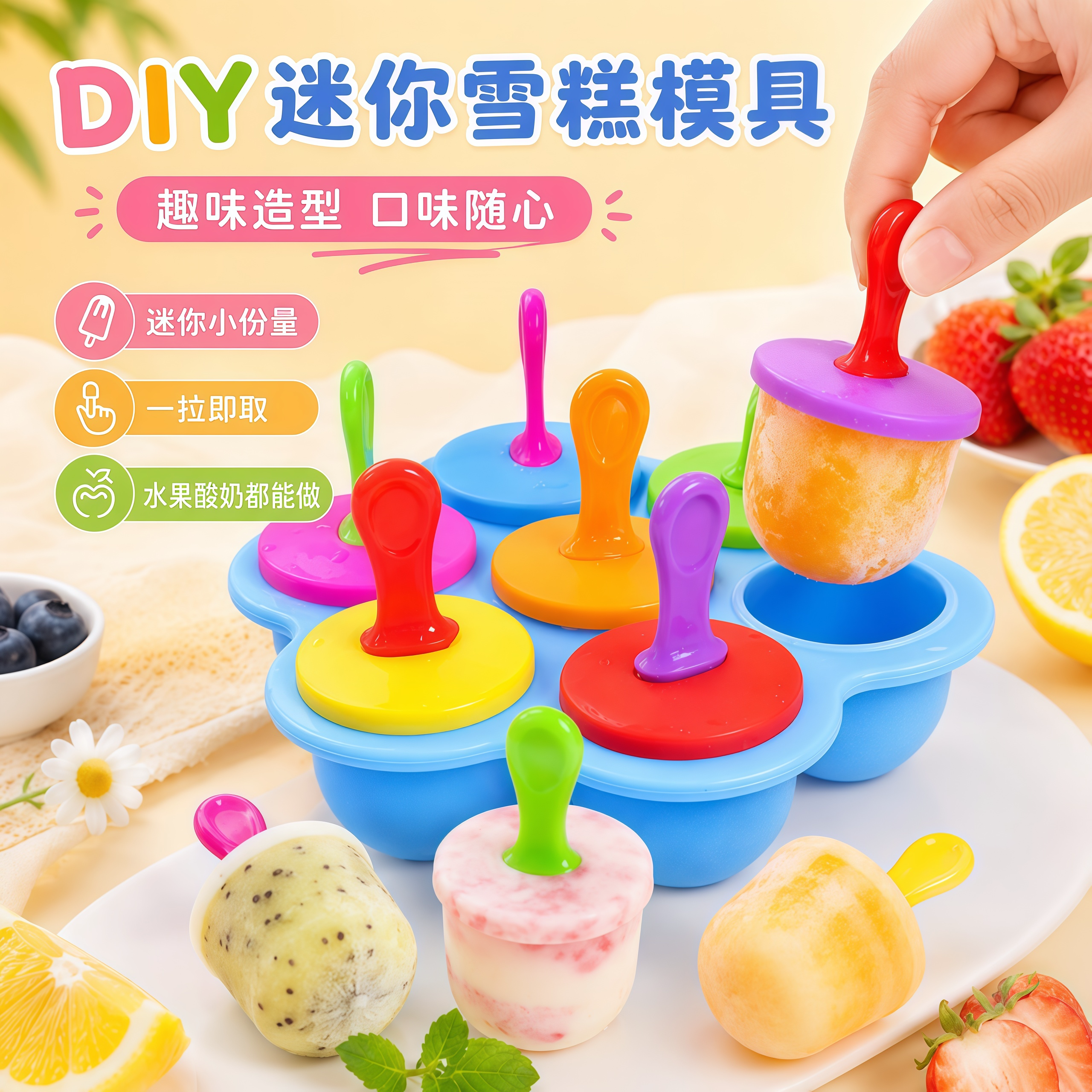 儿童七彩迷你冰棒雪糕模具