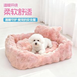 咖家狗窝冬季加厚封闭式仿兔毛加绒保暖安全感睡床可拆洗猫窝睡觉