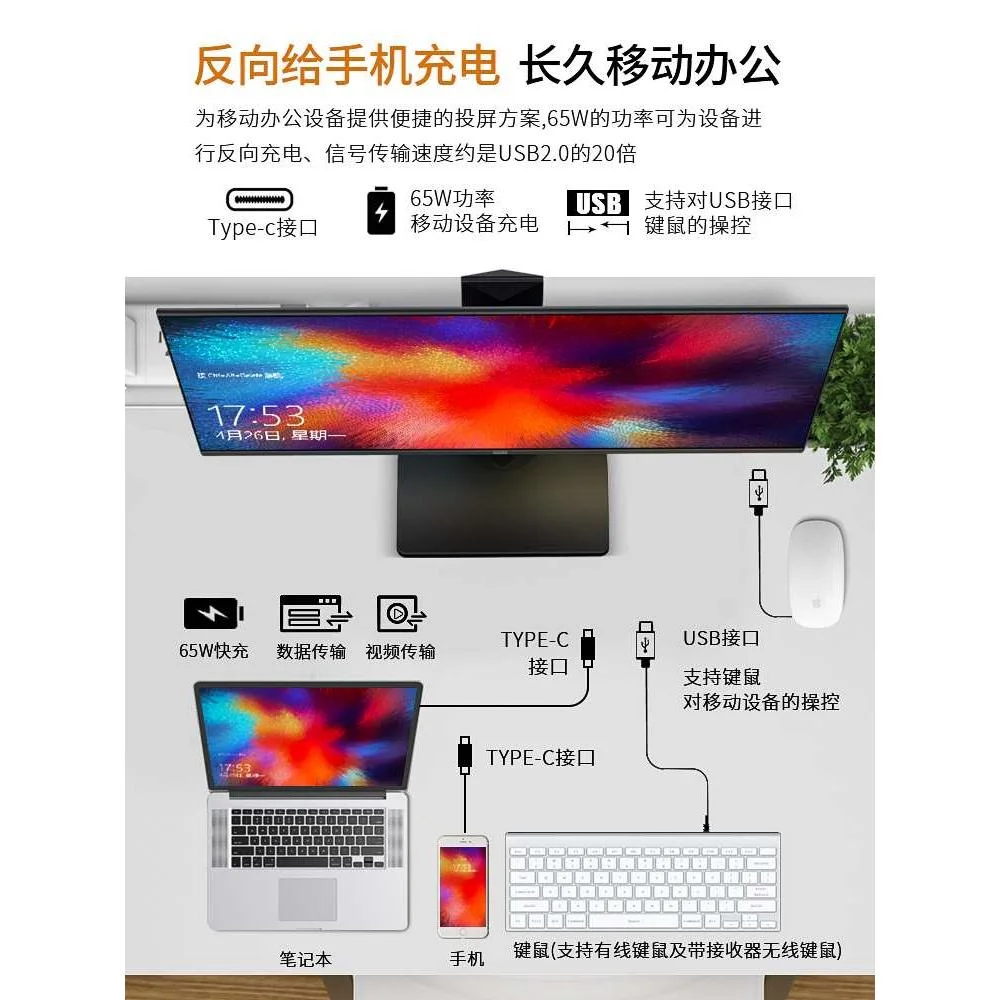 松人27寸4K带typec投电脑显示器屏2K升降旋转超薄设计师制图屏I新