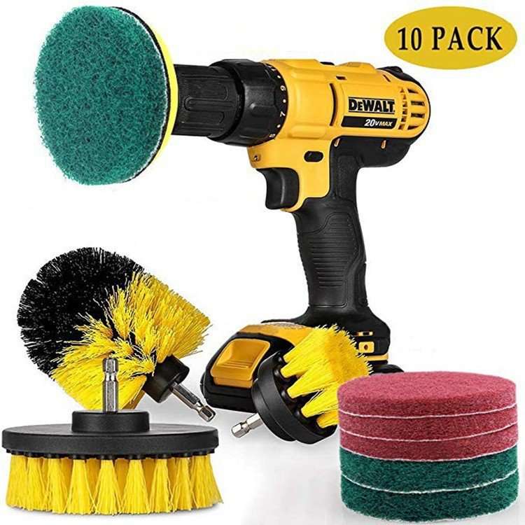 厂家直售电钻刷10件套电动小毛刷汽车清洁刷厨房卫浴地板清洁