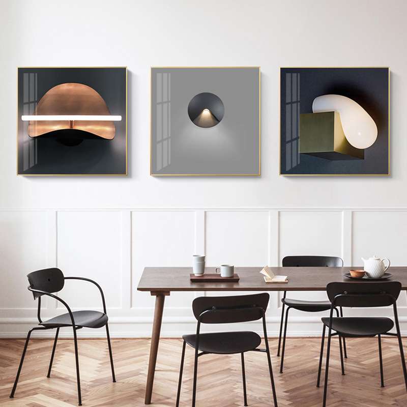 现代客厅装饰画简约光影创意正方形挂画沙发背景墙餐厅玄关组合画图片