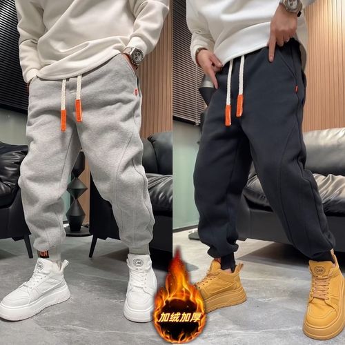 秋冬加绒保暖休闲束脚裤男时尚结构百搭舒适潮牌运动休闲加厚卫裤