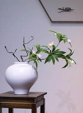 现代白色陶瓷简约花瓶禅意u新中式摆件家居餐桌面玄关民宿酒店装