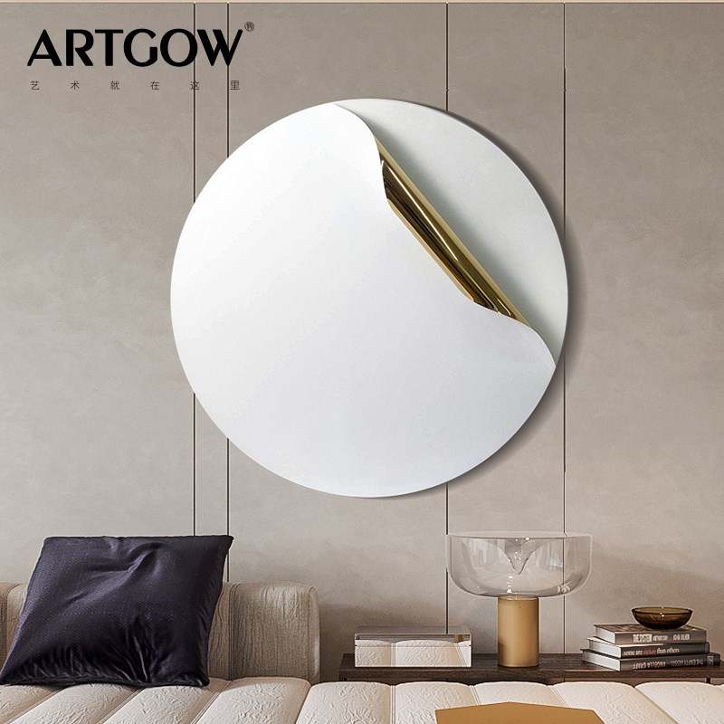 轻奢卧室背景墙立体实物s装饰画床头现代简约圆形壁画客厅装置挂