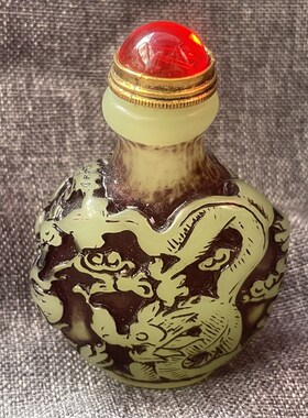 老式带勺鼻烟壶古董怀旧鼻烟具配饰用品J古典鼻壶瓶子把玩畅销龙