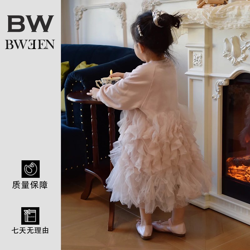 女童春夏连衣裙h2025新款洋气女宝宝粉色甜美公主裙儿童超仙网纱