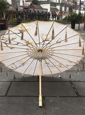 流苏油纸伞古风仙女配汉服v的伞舞蹈古装儿童珠帘防雨防晒实用道