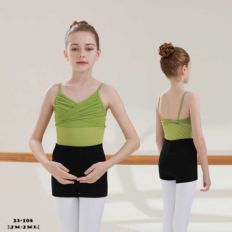 儿童吊带舞蹈体服拼网女童芭蕾连体服练功服体操形体服中国舞韩版