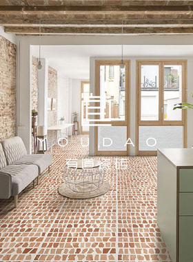 有道 水磨石瓷砖墨绿色红砖网红店工装露台花园地砖墙砖U600x1200