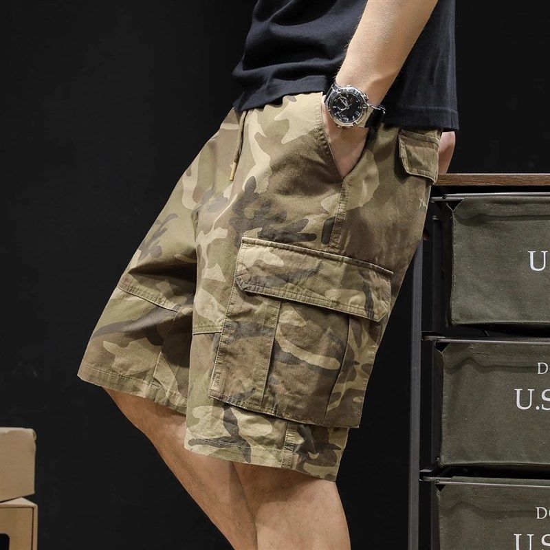 迷彩工装短裤男士五分裤潮牌2024新款夏季男款大尺码5分休闲裤子
