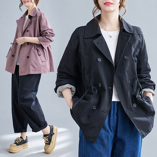 韩版气质双排扣风衣外套女款小个子2024新款秋季时尚洋气收腰大衣