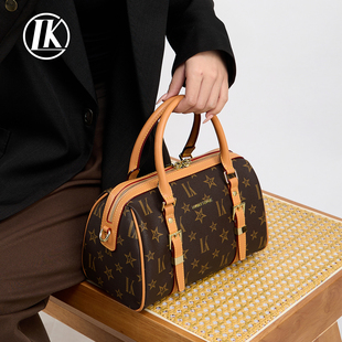 LK女士包包拼色保龄球手提包波士顿枕头包2025新款单肩斜挎包