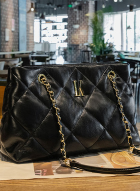 LK正品包包通勤2026新款菱格链条腋下包轻奢软皮单肩托特包大容量