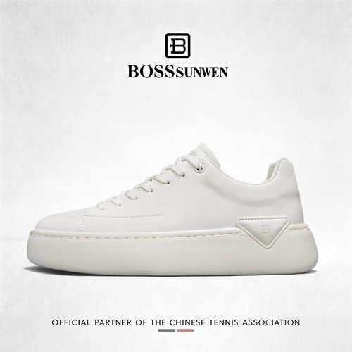 BOSSSUNWEN轻奢厚底小白板鞋男鞋