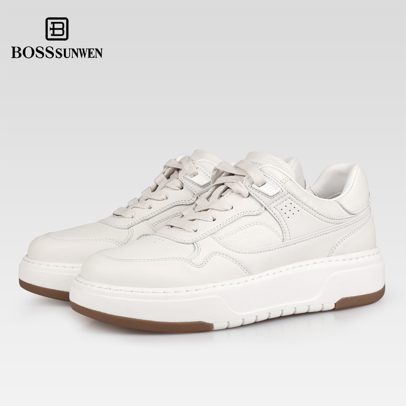 [夏之光同款]BOSSSUNWEN/博斯·绅威增高厚底小白鞋运动休闲板鞋