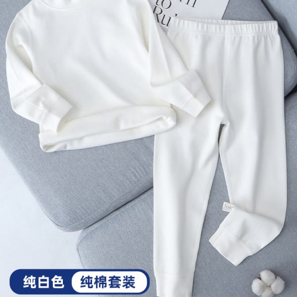 儿童秋冬纯白色打底内衣套装秋衣秋裤保暖男女贴身纯棉高领中大童