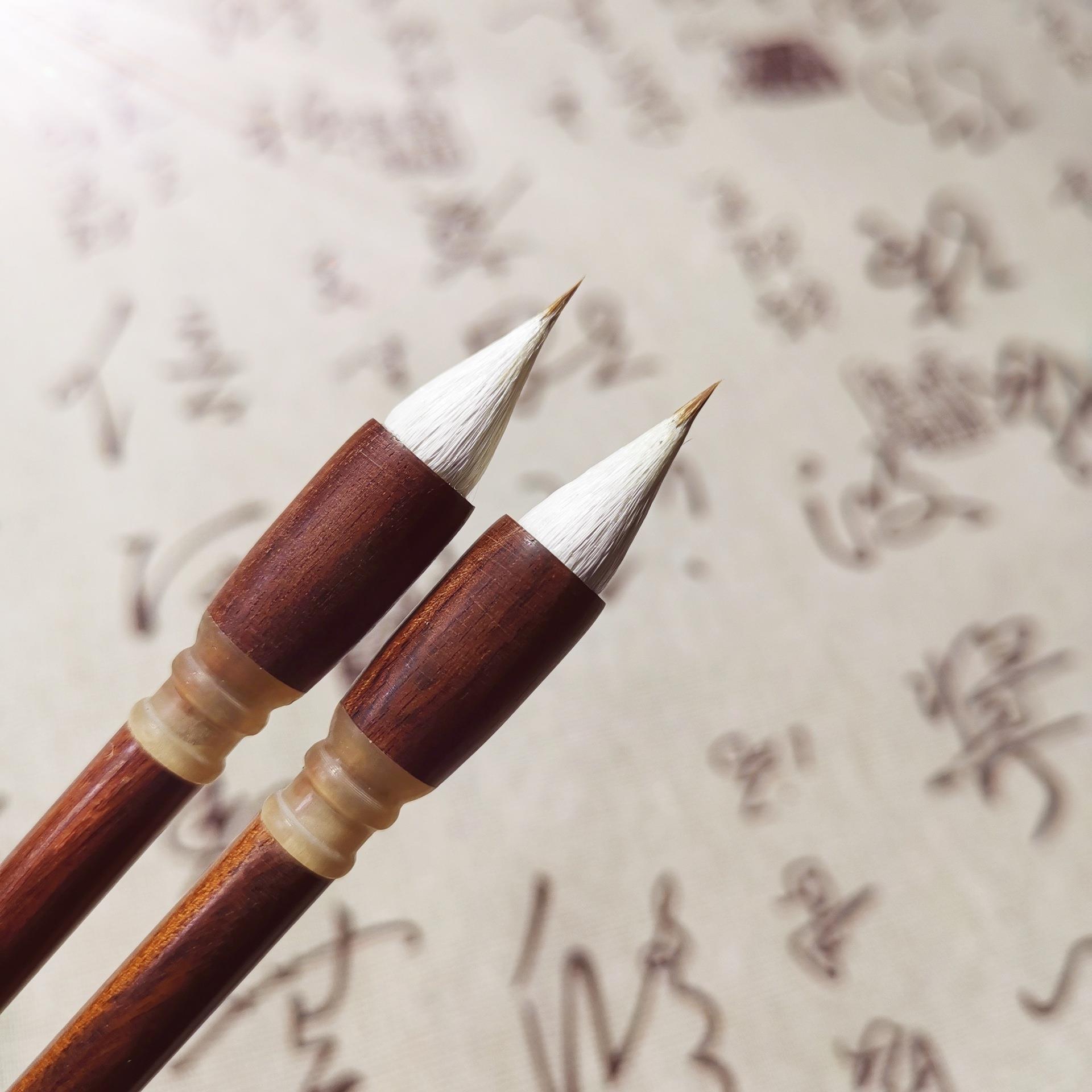 缠纸鸡距小楷毛笔 狼毫紫毫兼毫小红毛紫毫不开叉 抄经写卷笔