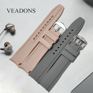 适配威顿表带弧形接口硅胶手表带橡胶表带弧形接口表带20/22mm