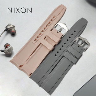 适配尼克松表带弧形接口硅胶手表带橡胶表带弧形接口表带20/22mm