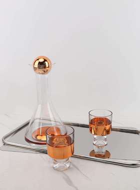 现代轻居奢收纳0206托盘玻璃酒具套装摆件板房客样电视柜家软装饰