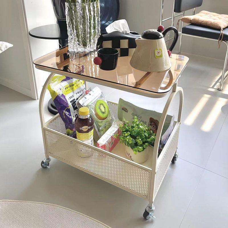 可移轮动小茶几客奶油风带用角748几玻璃沙发边几边柜简约小推家