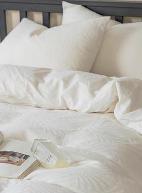 简约素色风棉纯白色酒店纯宾馆被套水洗件套色床JI11510单四人三