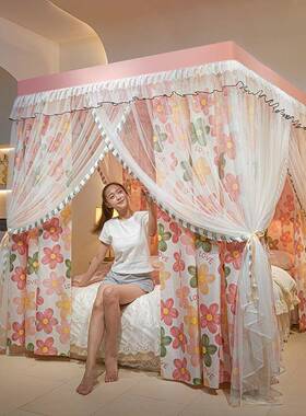 2025帐新蚊款四UIK季款三开套门落地床幔蚊遮光加密帐支架全蚊帐