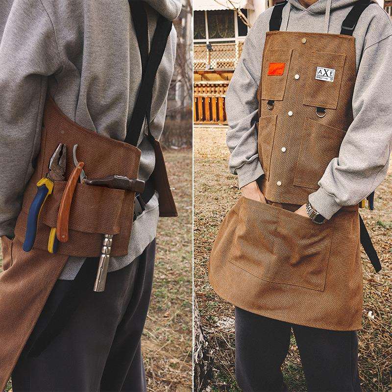 帆布围裙园2501艺师木户露营男女牛仔工作服术画画手外作工印lo美