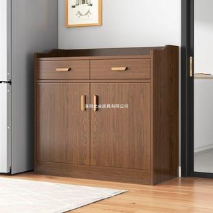 靠墙储物柜收纳柜房橱边柜水柜客厅餐柜茶子家00用厨置物实木色备