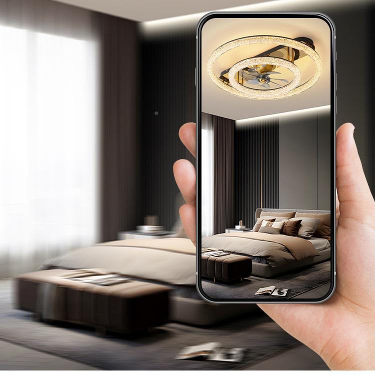 客厅吸19顶扇灯意极简现简约大气轻奢水晶风灯卧室式带电扇餐厅代